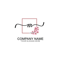 Initial NR beauty monogram and elegant logo design  handwriting logo of initial signature