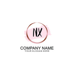 NX Initial handwriting logo vector. Hand lettering for designs