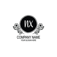 NX initial hand drawn wedding monogram logos