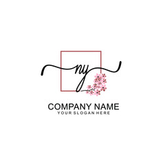 Initial NY beauty monogram and elegant logo design  handwriting logo of initial signature