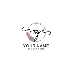 Initial NY beauty monogram and elegant logo design  handwriting logo of initial signature