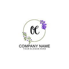 OC Initial handwriting logo vector. Hand lettering for designs