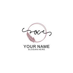 Initial OC beauty monogram and elegant logo design  handwriting logo of initial signature