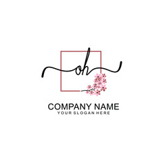 Initial OH beauty monogram and elegant logo design  handwriting logo of initial signature