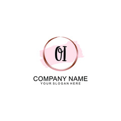 OI Initial handwriting logo vector. Hand lettering for designs