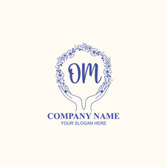 OM initial hand drawn wedding monogram logos