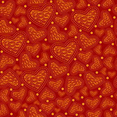 Seamless Pattern with Doodle hearts, Doodle heart, Valentine day
