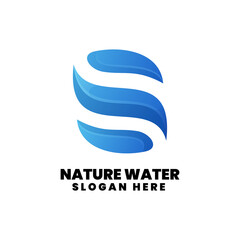 Vector Logo Illustration Nature Water Gradient Colorful Style.