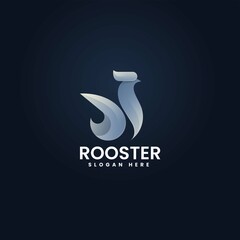 Vector Logo Illustration Rooster Gradient Colorful Style.