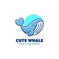 Naklejka premium Vector Logo Illustration Whale Simple Mascot Style.