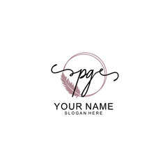 Initial PG beauty monogram and elegant logo design  handwriting logo of initial signature