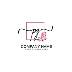 Initial PG beauty monogram and elegant logo design  handwriting logo of initial signature