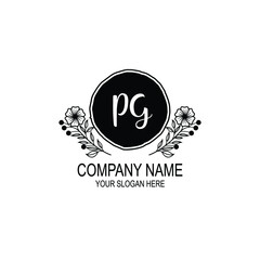 PG initial hand drawn wedding monogram logos