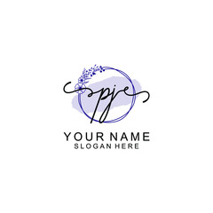 Initial PJ beauty monogram and elegant logo design  handwriting logo of initial signature