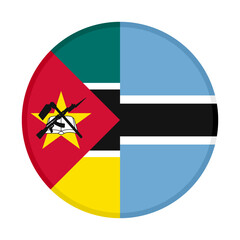 round icon with mozambique and botswana flags. vector illustration isolated on white background	
