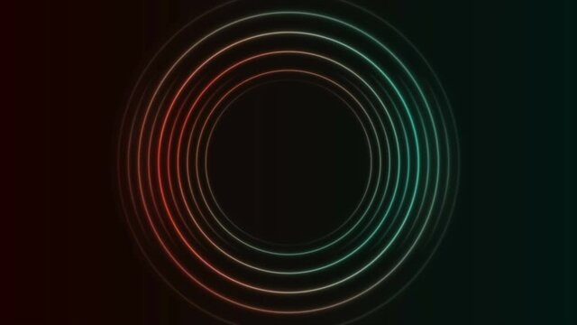 Blue and red neon circles abstract futuristic hi-tech motion background. Seamless looping. Video animation Ultra HD 4K 3840x2160