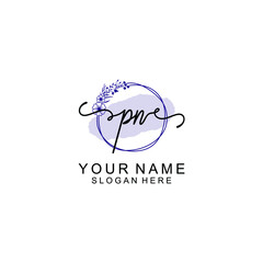 Initial PN beauty monogram and elegant logo design  handwriting logo of initial signature