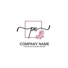 Initial PN beauty monogram and elegant logo design  handwriting logo of initial signature