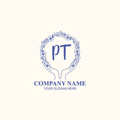 PT initial hand drawn wedding monogram logos