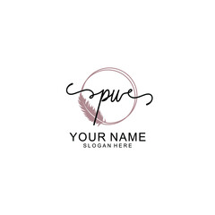 Initial PU beauty monogram and elegant logo design  handwriting logo of initial signature