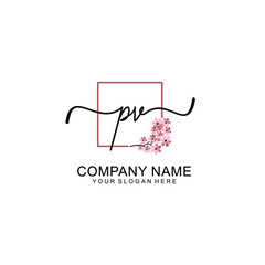 Initial PV beauty monogram and elegant logo design  handwriting logo of initial signature