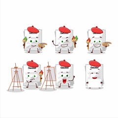 Artistic Artist of paper sheet cartoon character painting with a brush