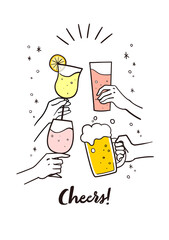 乾杯をしているイラスト © kinoco