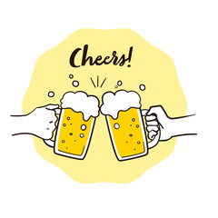 ビールを乾杯をしているイラスト © kinoco