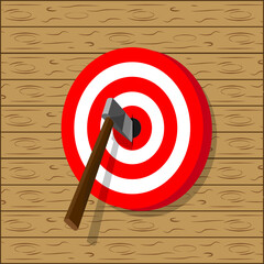 Throw Axe in wood target, good for axe club logo design.