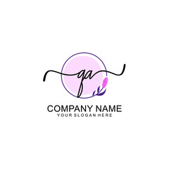 Initial QA beauty monogram and elegant logo design  handwriting logo of initial signature