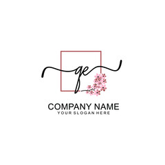 Initial QE beauty monogram and elegant logo design  handwriting logo of initial signature