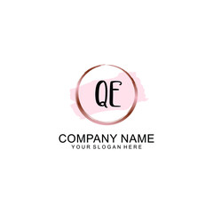 QE Initial handwriting logo vector. Hand lettering for designs