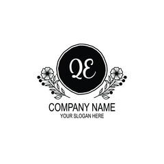 QE initial hand drawn wedding monogram logos