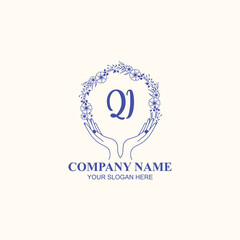 QI initial hand drawn wedding monogram logos