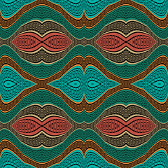 Colorful greek seamless pattern. Wavy lines and shapes  ornamental borders background. Tribal ethnic style repeat waves backdrop. Abstract ornaments with wavy greek key, meanders, curves, symbols