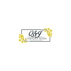 QJ Initial handwriting logo vector. Hand lettering for designs