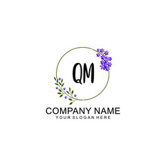 QM Initial handwriting logo vector. Hand lettering for designs