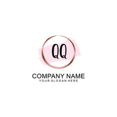 QQ Initial handwriting logo vector. Hand lettering for designs