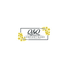 QQ Initial handwriting logo vector. Hand lettering for designs