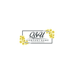 QU Initial handwriting logo vector. Hand lettering for designs