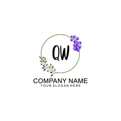 QW Initial handwriting logo vector. Hand lettering for designs