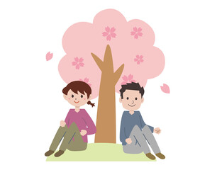 春の桜　カップル