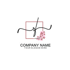 Initial RF beauty monogram and elegant logo design  handwriting logo of initial signature