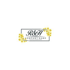 RH Initial handwriting logo vector. Hand lettering for designs