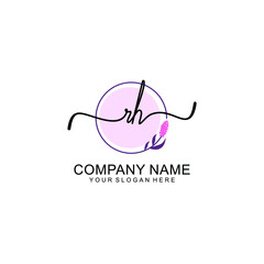 Initial RH beauty monogram and elegant logo design  handwriting logo of initial signature