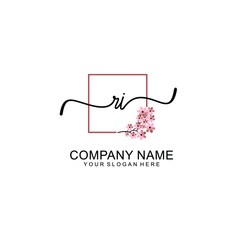 Initial RI beauty monogram and elegant logo design  handwriting logo of initial signature