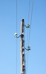 wooden power lines in Yakutia