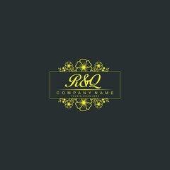 Fototapeta na wymiar RQ Initial handwriting logo vector. Hand lettering for designs