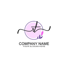 Initial RT beauty monogram and elegant logo design  handwriting logo of initial signature