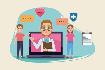 female doctor in laptop